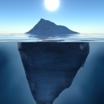 hidden depths of iceberg, in sunlight